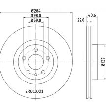 ZR01.001 Front Alfa Romeo Fiat Brake Disc 284x22 (DBA356)
