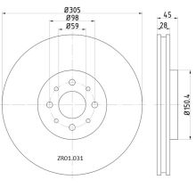 ZR01.031 Front Alfa Romeo Fiat Brake Disc 305x28