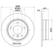 ZR03.002 Rear BMW Brake Disc 280x10 (DBA983)