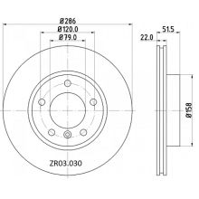 ZR03.030 Front BMW Brake Disc 286x22 (DBA979)