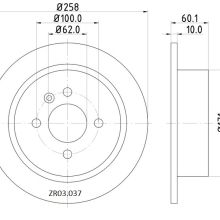 ZR03.037 Rear BMW Brake Disc 258x10 (DBA671)