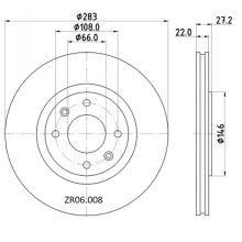 ZR06.008 Front Citroen Peugeot Brake Disc 283x22 (DBA275)