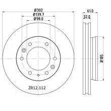 ZR12.112 Front Ford Brake Disc 302x32 DBA2132E