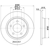 ZR25.057 Rear Mazda Brake Disc 280x11 (DBA2957)