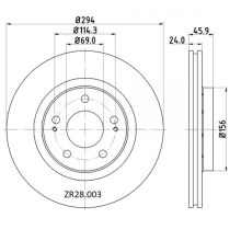 ZR28.003 Front Citroen Mitsubishi Peugeot Brake Disc 294x24 (DBA417)