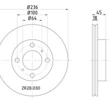 ZR28.030 Front Mitsubishi Brake Disc 236x18 (DBA413)