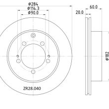 ZR28.040 Rear Mitsubishi Brake Disc 284x20 (DBA429)