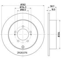 ZR28.076 Rear Mitsubishi Brake Disc 302x10