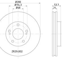 ZR29.002 Front Nissan Brake Disc 280x26 (DBA907)