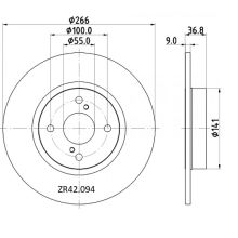 ZR42.094 Rear Toyota Brake Disc 266 x 9 (Each) (DBA710)